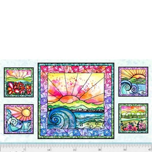 Flower to the Sun Panel by P&B Textiles // Quilting Cotton // Cotton Woven // 100% cotton // Quilt Panel // Stained Glass Fabric