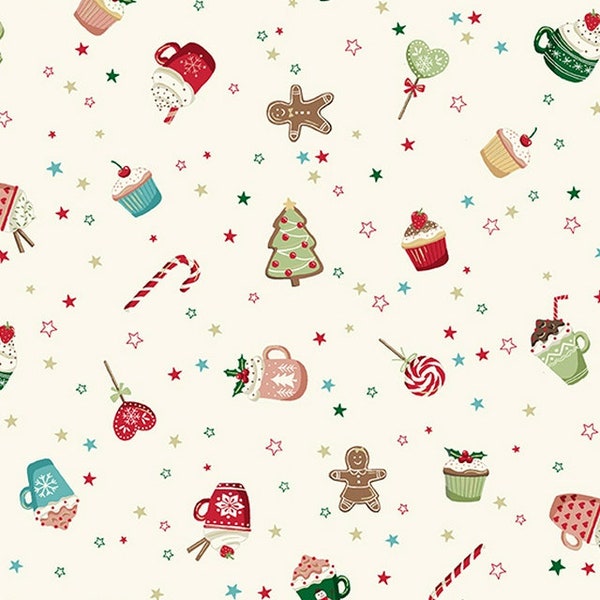 Cosy Christmas Sweets by Andover Prints // 100% cotton // Quilting Fabric // Holiday Fabric // Hot Cocoa Fabric