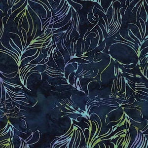 Timeless Treasures Tonga Batiks Swirly Palm Leaves Malachite // Quilting Fabric // 100% Cotton // Batik Fabric