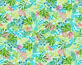 Blooming Ocean Light Blue Seaweed Studio E Fabrics // Quilting Cotton // Cotton Woven // 100% cotton // Coral Reef Fabric