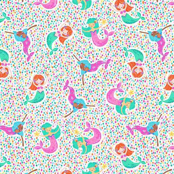 You Are Mer-Mazing - Mermaids Swimming by Timeless Treasures Fabric // Quilting Cotton // Cotton Woven // 100% cotton // Mermaid Fabric