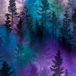 Winter Solstice - Aurora Trees by Timeless Treasures Fabric // Quilting Cotton // Cotton Woven // 100% cotton // Forest Fabric
