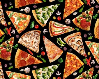 Favorite Foods - Pizza by Elizabeth Studio // Quilting Cotton // Cotton Woven // 100% cotton // Food Fabric