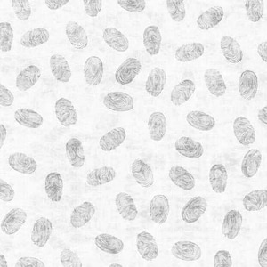 May include: A seamless pattern of gray fingerprint shapes on a white background.