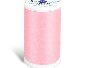 May include: A pink spool of Coats Dual Duty XP All Purpose thread. The spool is labeled with the brand name, thread type, and yardage: 500 yds / 457 m.