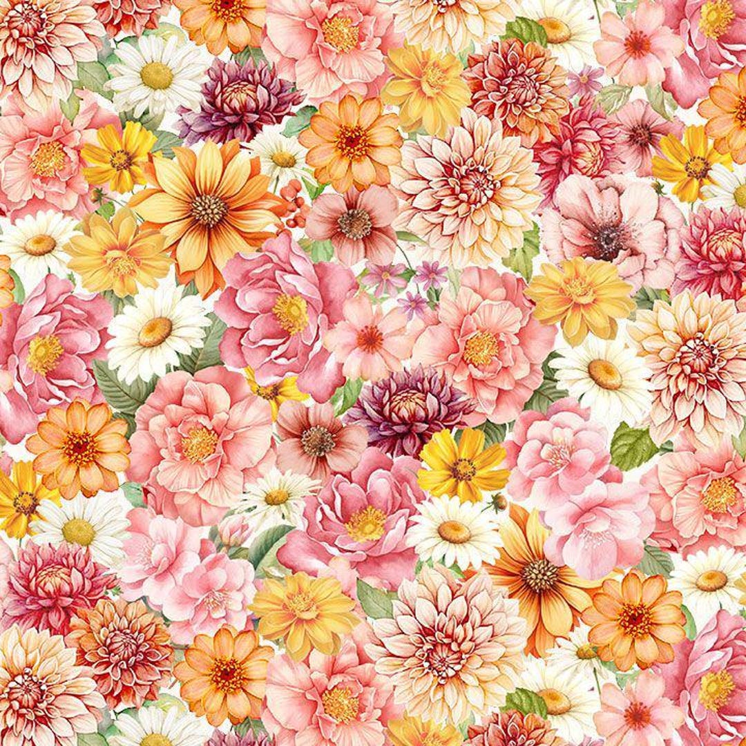Happy Place - Packed Flowers by Timeless Treasures Fabric // 100% ...