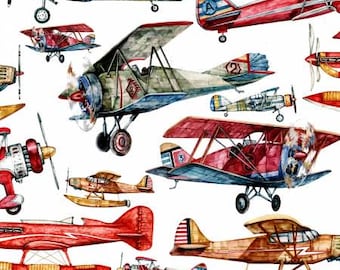 First in Flight Main by 3 Wishes Fabrics // 100% quilting cotton // Airplane Fabric