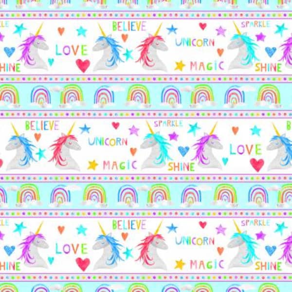 Wilmington Prints Sparkle Magic Stripe Fabric // Quilting Cotton // Cotton Woven // 100% cotton // Unicorn Fabric