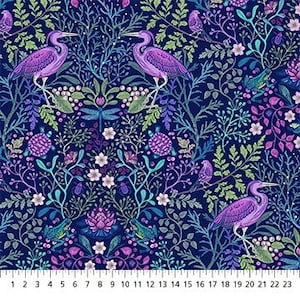 Water's Edge Main Navy by Northcott Fabrics // 100% cotton // Quilting Fabric // Pond Fabric // Heron Fabric