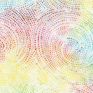 May include: A vibrant fabric with a rainbow gradient, featuring a pattern of small, colorful dots. The colors transition smoothly from yellow to red, purple, and blue, creating a visually appealing and artistic design. This textile is suitable for various craft projects.