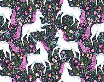 Unicorn Dreams Large Unicorns by Northcott Fabrics // Quilting Cotton // Cotton Woven // 100% cotton // Floral Fabric