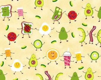 Lollie Snacks - Morning Snack by Freckle & Lollie Fabric // Quilting Cotton // Cotton Woven // 100% cotton // Breakfast Fabric