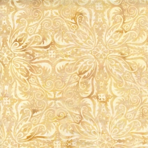 Timeless Treasures Tonga Batiks Symmetrical Floral Tiles Sand // Quilting Fabric // 100% Cotton // Tan Batik Fabric