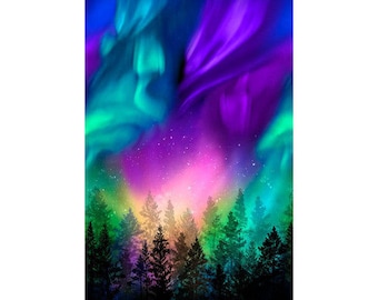 Northern Lights Aurora Borealis by Timeless Treasures Fabric // Quilting Cotton // Cotton Woven // 100% cotton // Sky Fabric