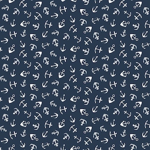 Salty - Anchors by Dear Stella Fabric // Quilting Cotton // Cotton Woven // 100% cotton // Nautical Fabric