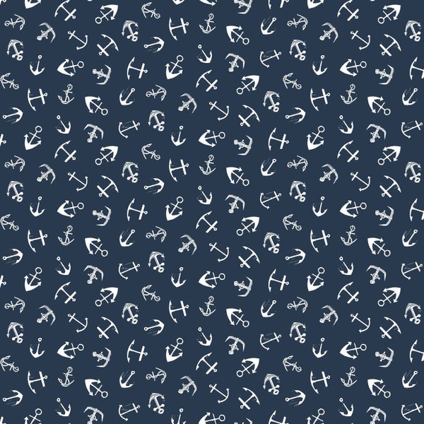 Salty - Anchors by Dear Stella Fabric // Quilting Cotton // Cotton Woven // 100% cotton // Nautical Fabric