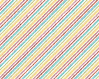 Wilmington Prints - Sweet Little Pleasures - Cream Multi Stripe // Quilting Cotton // 100% cotton // Colorful Stripes