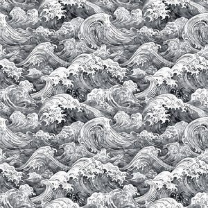 Ocean Blues - Ocean Waves Charcoal by QT Fabrics // Quilting Fabric // 100% Cotton // Ocean Fabric // Water Fabric