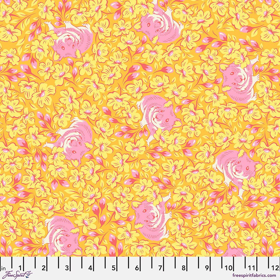 Tula Pink - Besties - Chubby Cheeks Buttercup by Freespirit Fabrics // 100% cotton // Quilting Fabric // Hamster Fabric