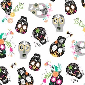 Windham Fabric - Painted Sugar Skull Fabric // Quilting Cotton // Cotton Woven // 100% cotton