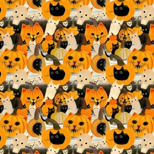 Meowloween by Dear Stella Fabric // 100% cotton // Quilting Fabric // Halloween Fabric // Cat Fabric
