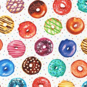 Sweet Tooth Donuts Sweet by Robert Kaufman // 100% cotton // Quilting Fabric // Food Fabric // Doughnut Fabric