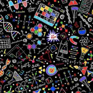 Bright Science Doodles by Timeless Treasures Fabrics // Quilting Cotton // Cotton Woven // 100% cotton // Back to School Fabric