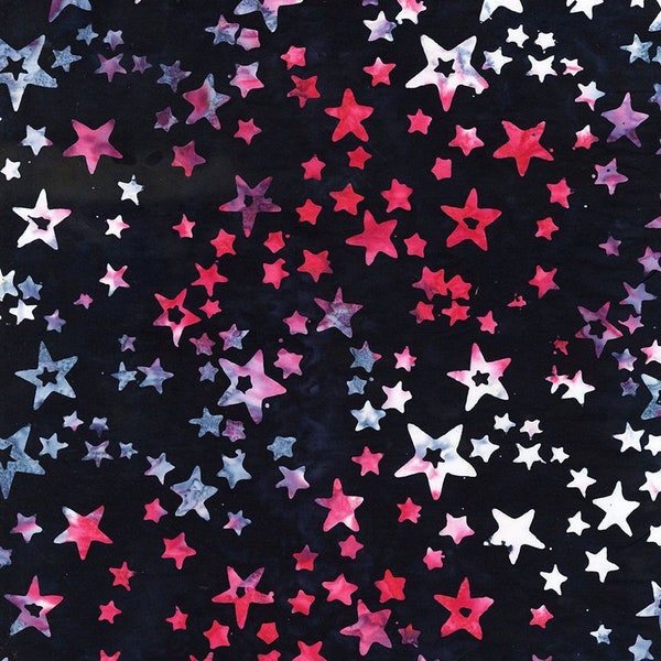 Timeless Treasures Tonga Batiks Valor Accents Stars of All Sizes Honor // Quilting Fabric // 100% Cotton // Patriotic Batik Fabric