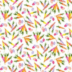 Hoppy Easter - White Carrot Toss by P&B Textiles // Quilting Cotton // 100% cotton woven // Easter Fabric