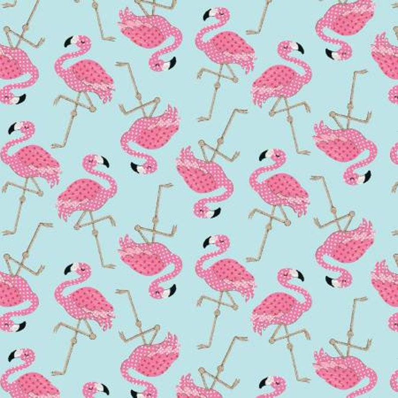 At the Zoo Flamingos by Studio E Fabrics // 100 % Cotton // Quilting Fabric // Flamingo Fabric afbeelding 1