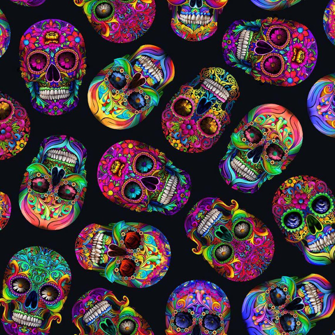 Day of the Dead Sugar Skulls Timeless Treasures Fabric // Quilting ...
