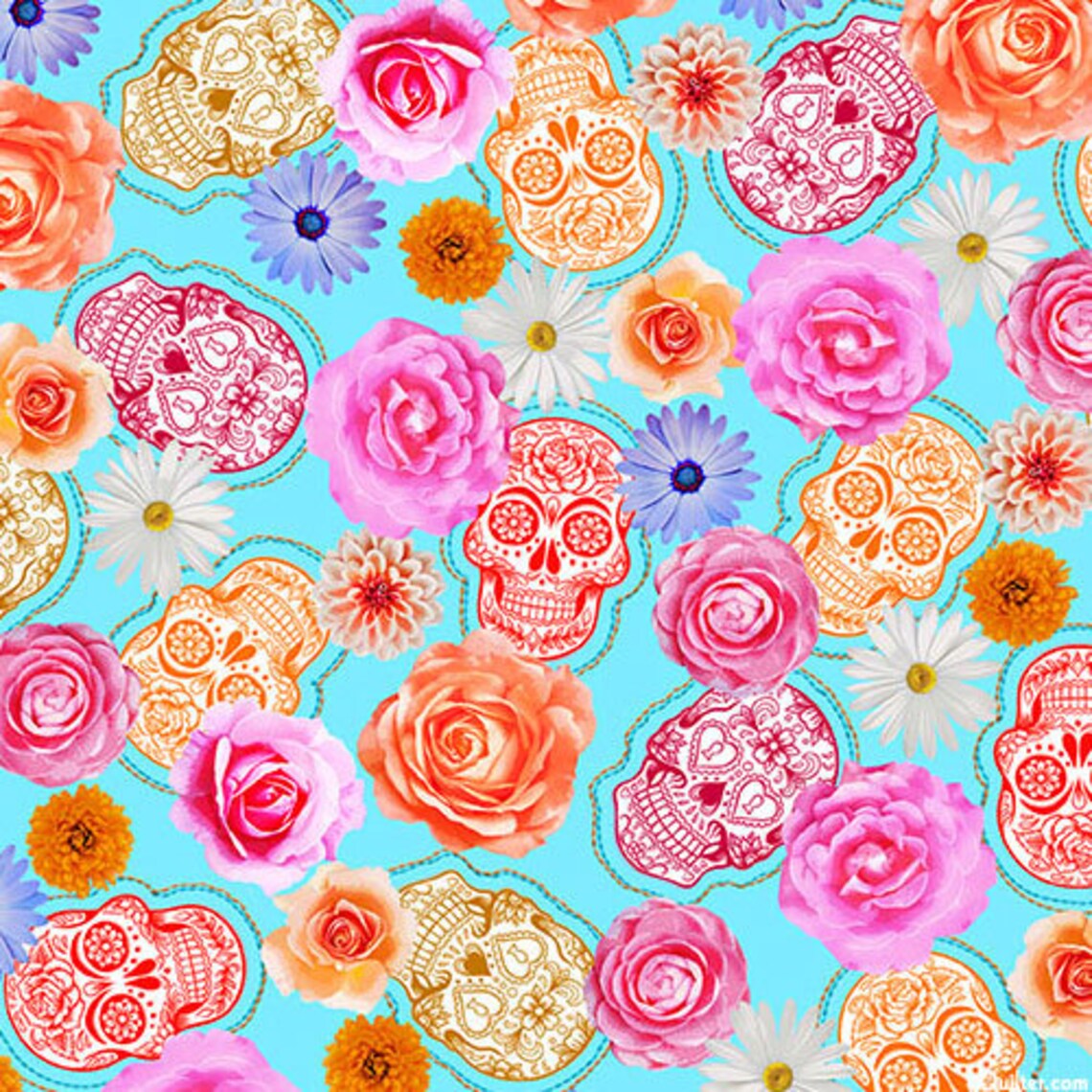 Robert Kaufman Frida Kahlo Skulls Fabric // Quilting Cotton // Etsy