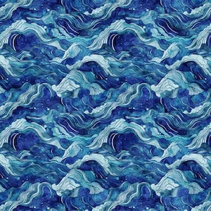 Atlantis Ocean Waves Blue by QT Fabrics // Quilting Fabric // 100% Cotton // Ocean Fabric // Water Fabric