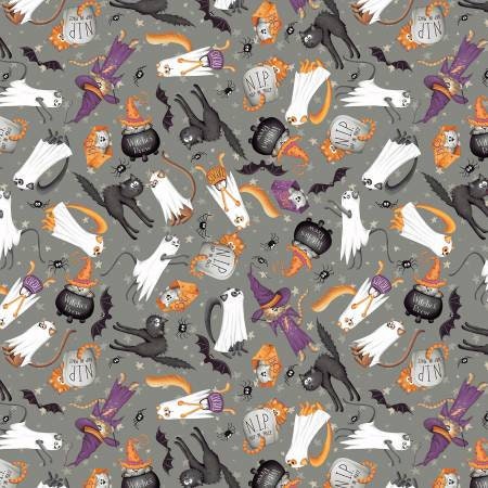 PWRH029.ORANGE Scaredy Cats - Orange - Scaredy Cat - Half Yard Cuts