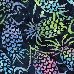 Benartex Batiks Pineapple Indigo // Quilting Fabric // 100% Cotton // Pineapple Fabric
