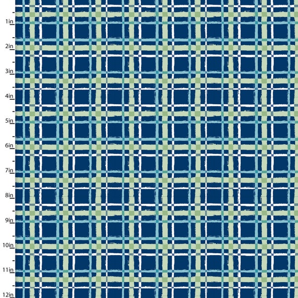 3Wishes Forest Friends Blue Plaid Fabric // Quilting Cotton // Cotton Woven // 100% cotton // Plaid Fabric