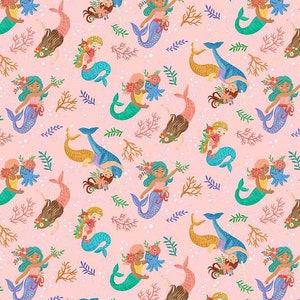 Erosebridal Mermaid Fabric by The Yard, Girls Mermaid Scales Upholstery Fabric, Girly Sea Animal Decorative Fabric for Kids Women, Golden Seigaiha DIY Fabric
