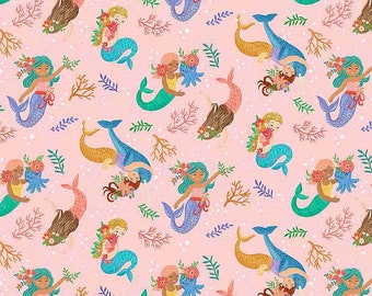 Sea Friends - Mermaid Friends by Timeless Treasures Fabric // Quilting Cotton // Cotton Woven // 100% cotton // Mermaid Fabric