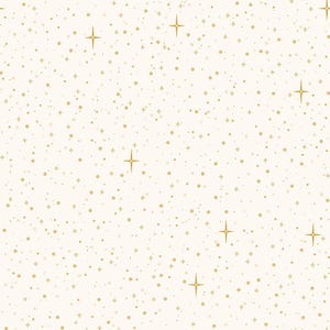 Christmas Wishes Starry Sky Cream by Riley Blake Fabric // Quilting Cotton // Cotton Woven // 100% cotton // Gold Metallic Fabric