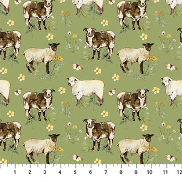 Countryside Comforts - Herd by Figo Fabric // Quilting Cotton // Cotton Woven // 100% cotton // Sheep Fabric