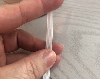 White 1/4” Flat Braided Elastic