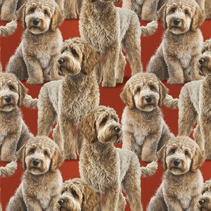 Labradoodle Red by David's Textiles // Quilting Cotton // Cotton Woven // 100% cotton // Doodle Dog Fabric