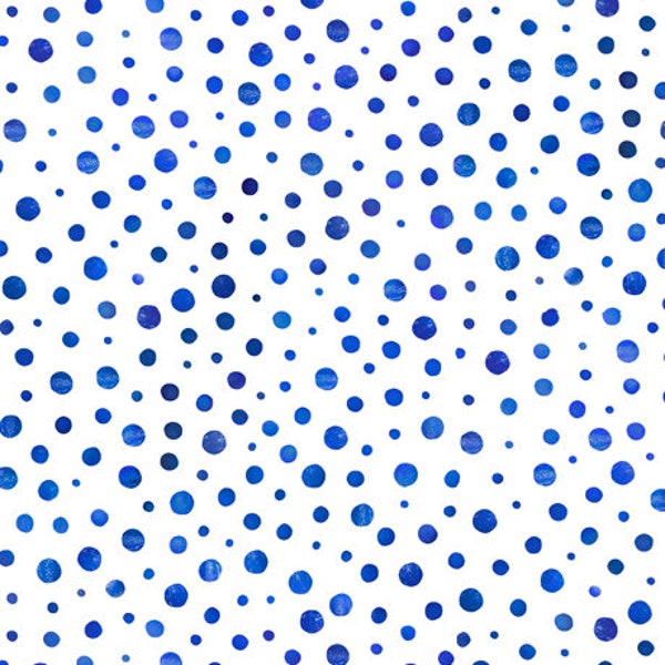 Blossoms of Blue Dots by QT Fabrics // Quilting Cotton // Cotton Woven // 100% cotton // Polka Dot Fabric