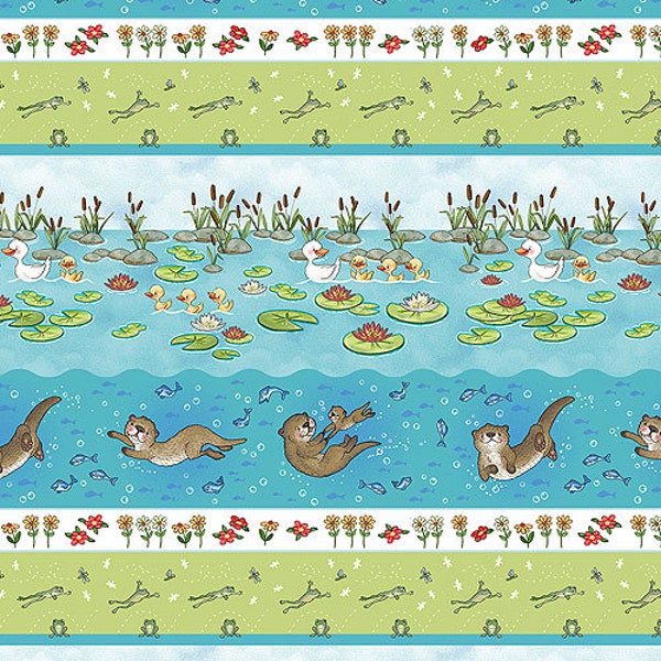 River Romp Stripe by Henry Glass & Co Fabric // Quilting Cotton // Cotton Woven // 100% cotton // Otter Fabric