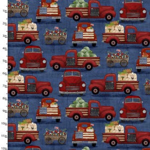 Hometown American Trucks by 3 Wishes Fabric // Quilting Cotton // Cotton Woven // 100% cotton // Patriotic Fabric