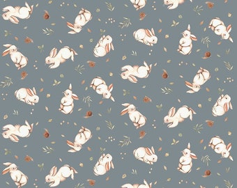 Dear Stella Little Forest Bunnies Fabric // Quilting Cotton // Cotton Woven // 100% cotton // Woodland Fabric // Rabbit Fabric
