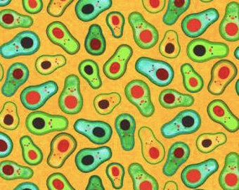 Robert Kaufman - Chili Smiles - Avocado Papaya Fabric // Quilting Cotton // Cotton Woven // 100% cotton // Food Fabric