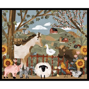 Farm Country Panel by Blank Quilting // Quilting Cotton // Cotton Woven // 100% cotton // Farm Animal Panel