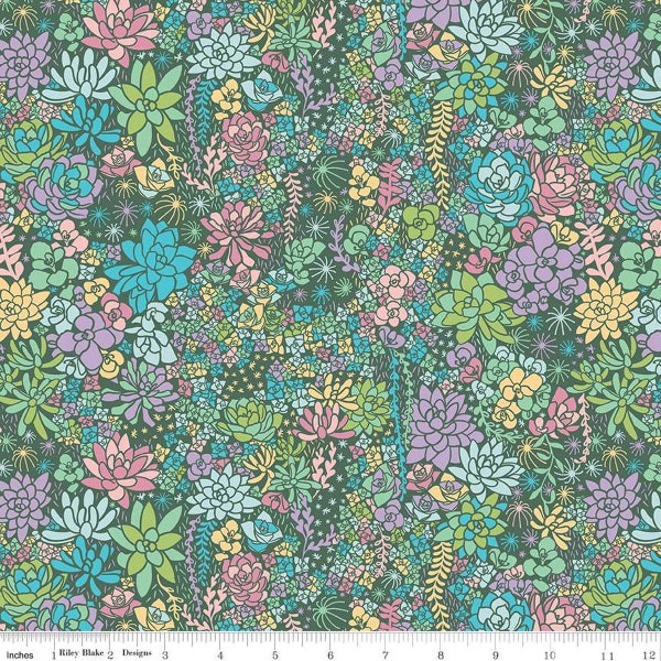 Arid Oasis Main Hunter by Riley Blake Fabric // Quilting Cotton // Cotton Woven // 100% cotton // Succulent Fabric