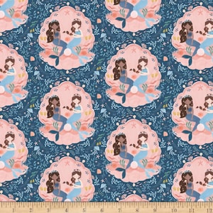Dear Stella - Shell We Dance Lookin&#39; Swell Seashell Fabric // Quilting Cotton // Cotton Woven // 100% cotton // Mermaid Fabric